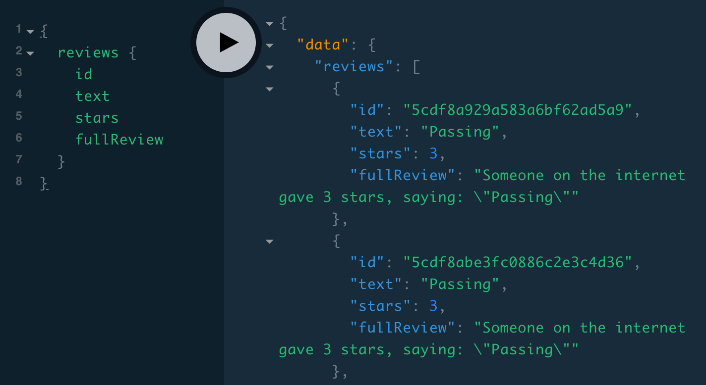 reviews query in Playground