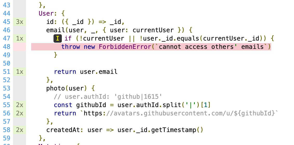 User field resolvers mostly not red