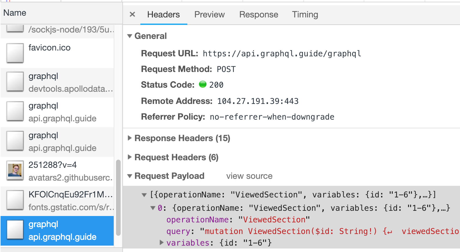 Array request payload
