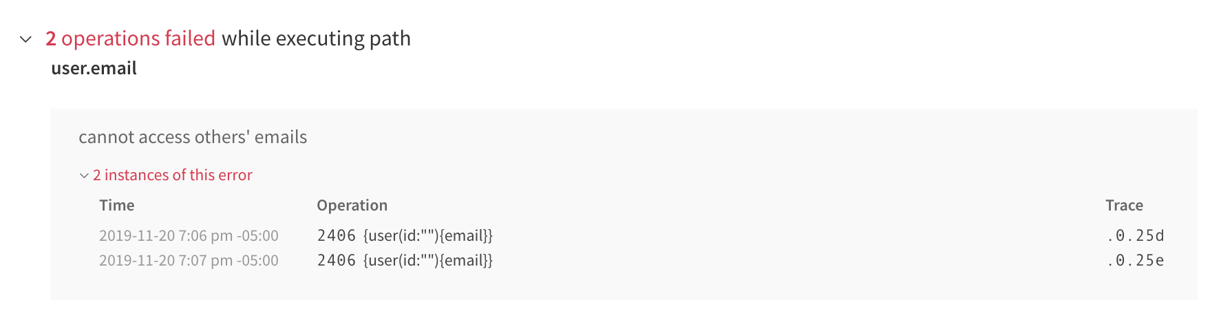 Error instances expanded