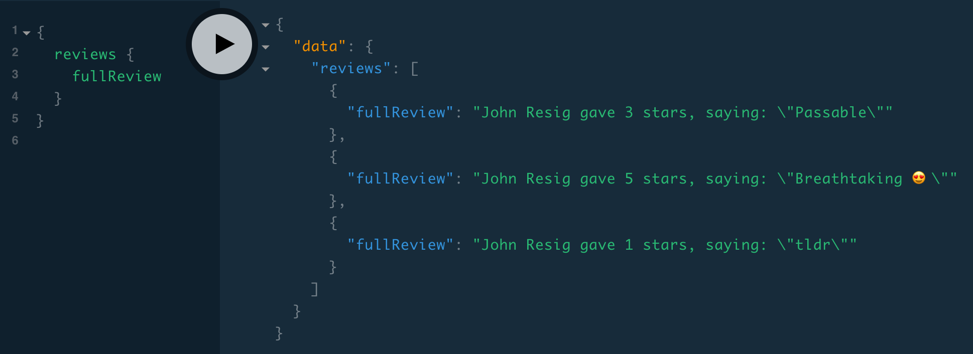 reviews query with author names in fullReview