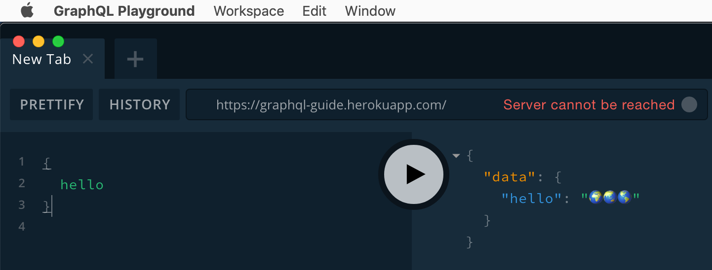 hello query and response in Playground app