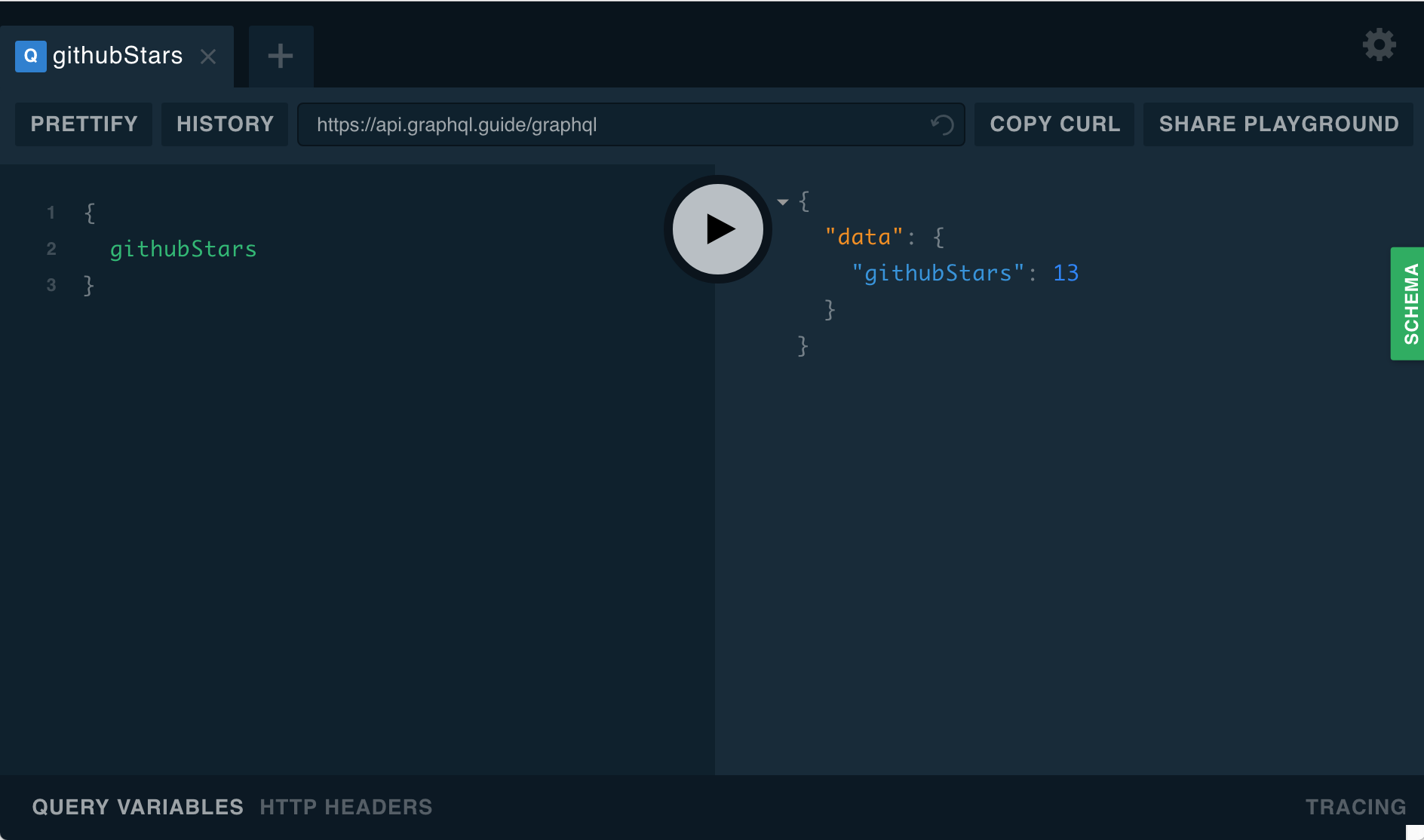 Playground: query { githubStars }