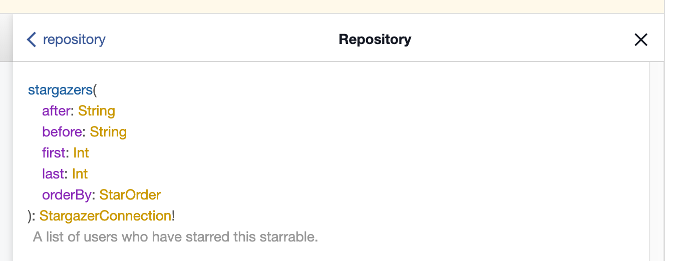 Repository field list