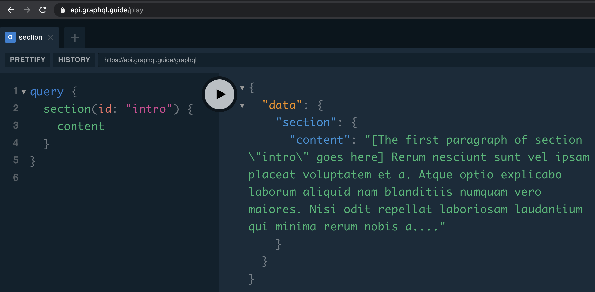 section query with results