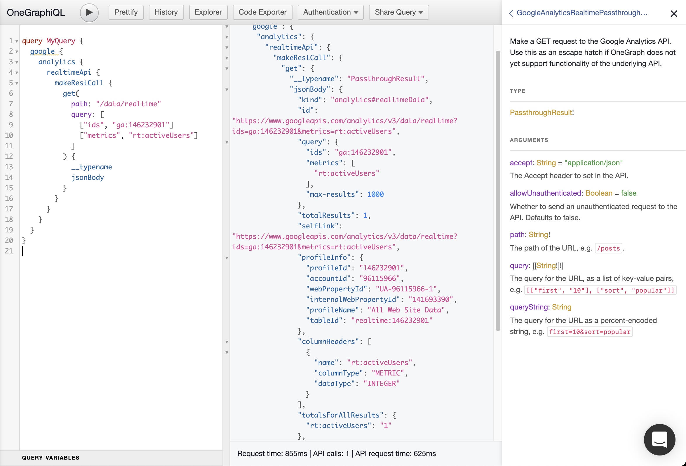 Google analytics query