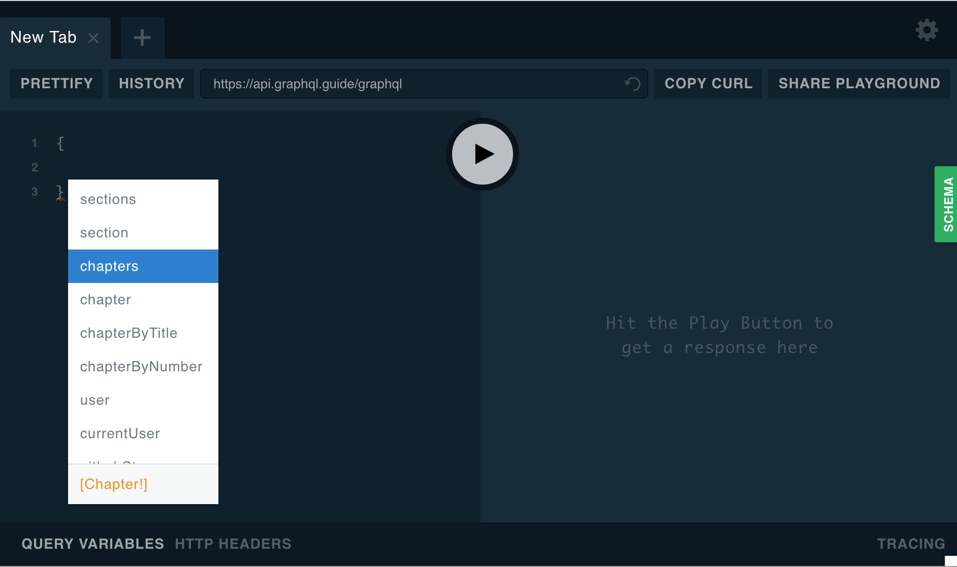 Playground with query suggestions