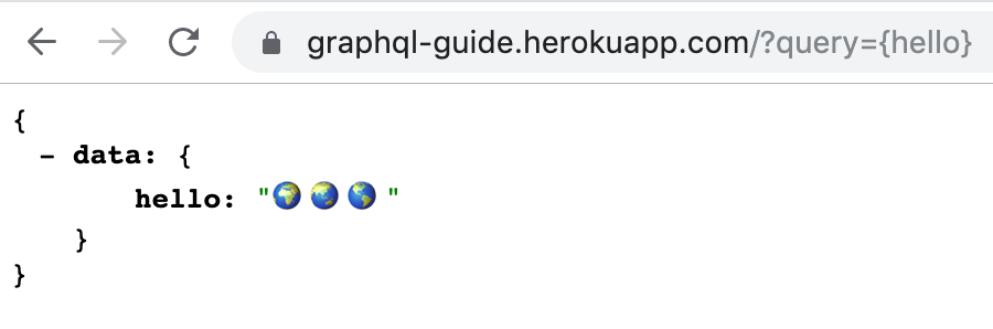 Webpage showing JSON GraphQL response