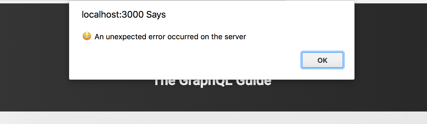 Unexpected error alert