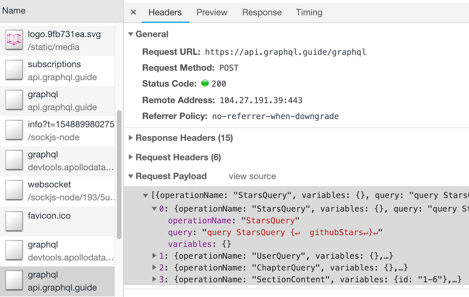 Array request payload