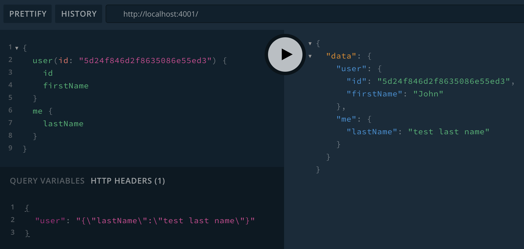 user and me queries with user HTTP header