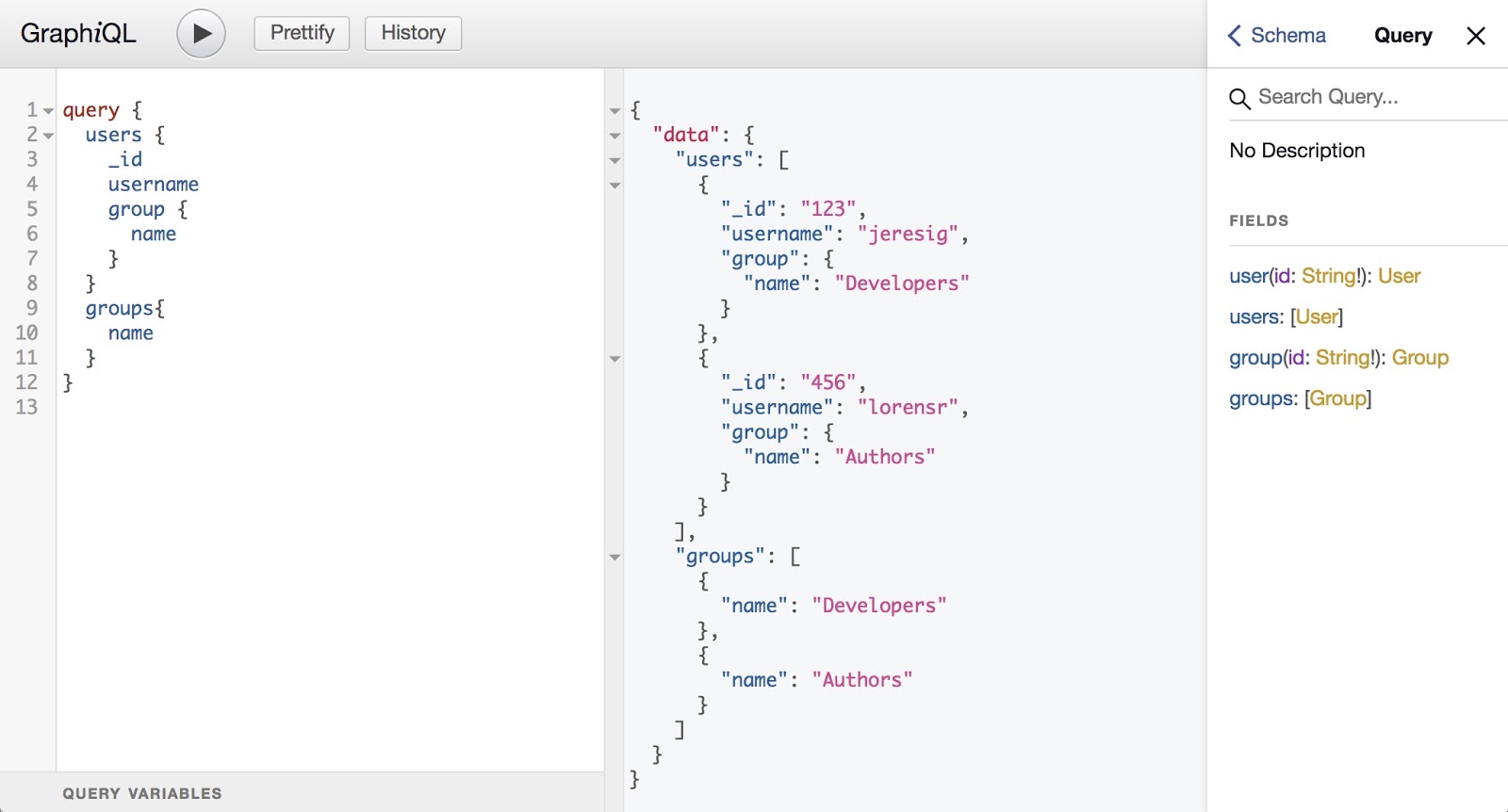 One query for both users and groups in GraphiQL
