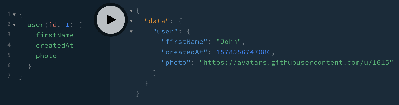 user query in Playground with 3 fields selected