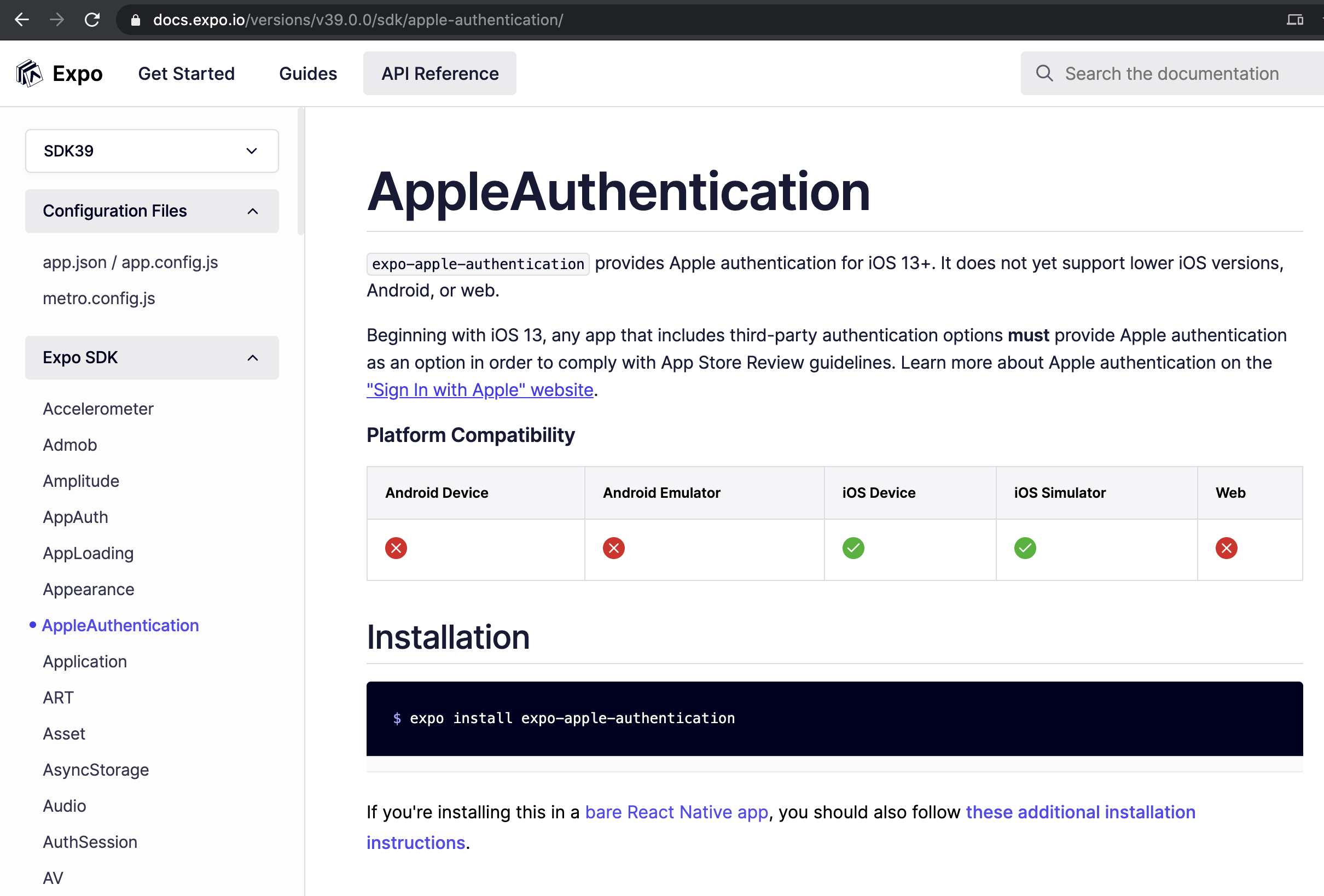 Expo’s AppleAuthentication library, which doesn’t work on Android or web